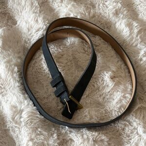 J. Crew S Italian Leather Belt in a dark blue with gold buckle
